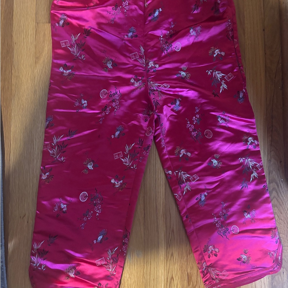 Kenji Floral Asian style Satin Pajama pants